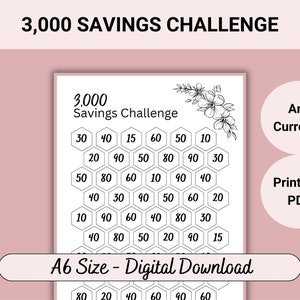 3K Savings Challenge PDF, 3K Challenge Fits A6 Budget Binder, 3K Saving Challenge Envelope Printable, 3K Savings Challenge Binder Prints