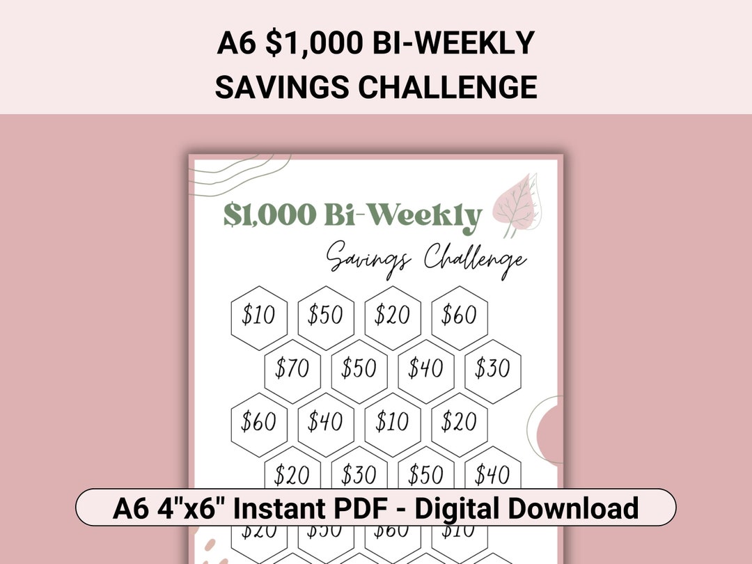 Minimalist A6 Savings Challenge Printable, A6 Saving Tracker