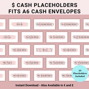 Savings Challenge Binder Cash Placeholder Printables, Prop Money Inserts Cash Stuffing, Fully Funded Placeholder, 500 Dollar Placeholder Etc