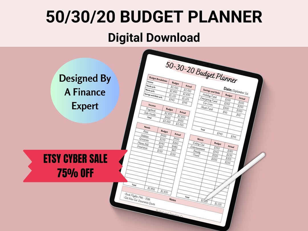 503020 Budget for iPad and Tablet, Budget Spreadsheet PDF Use 50 30 20 Budget Planner as