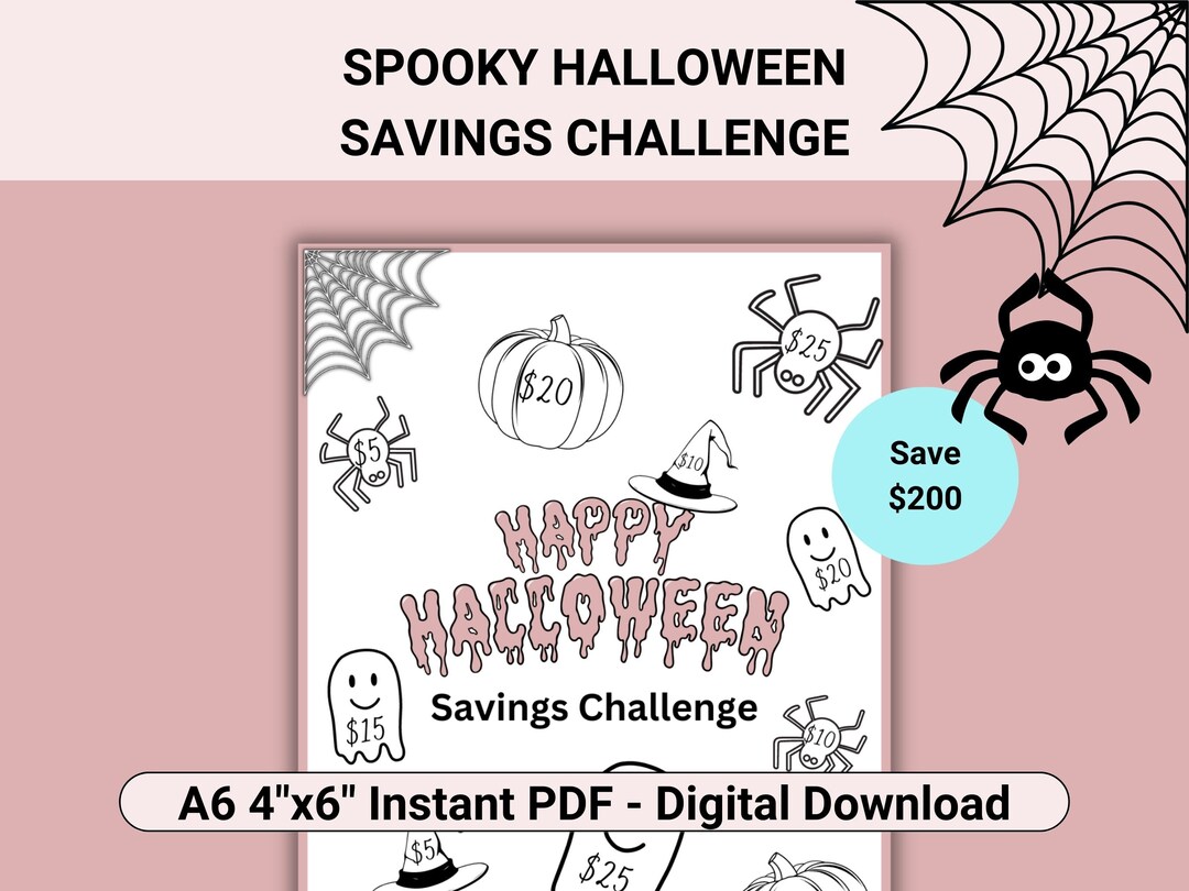 Halloween Savings Challenge Printable, Spooky Savings Challenge, A6