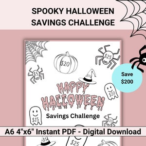 Halloween Savings Challenge Printable,  Spooky Savings Challenge, A6 Savings Challenge, Save 200 Savings Tracker Fits Most A6 Budget Binders