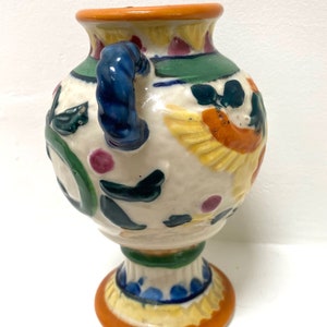 Vintage Moriyama 6 Floral Birds Vase Double Handles Ceramic Made in Japan zdjęcie 2