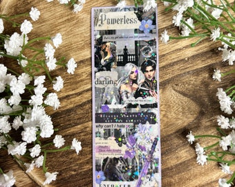 Powerless Collage Bookmark | Book Accessory | Bookmark for Romance Lovers | Fully Laminated | Sparkle Finish