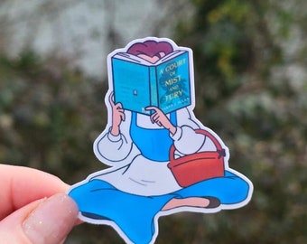 Princess Reading A Court of Mist and Fury Sticker | Sticker for Fantasy Lovers | Water Resistant | SJM | Sparkle Finish