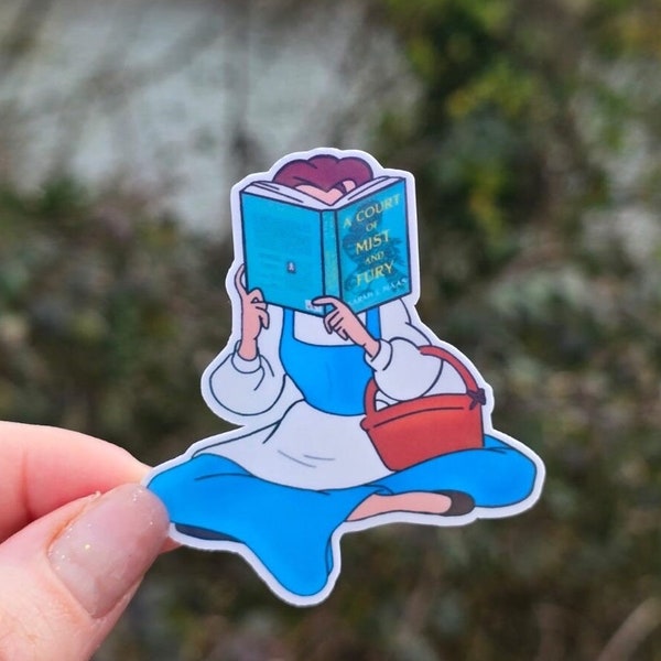 Princess Reading A Court of Mist and Fury Sticker | Sticker for Fantasy Lovers | Water Resistant | SJM | Sparkle Finish