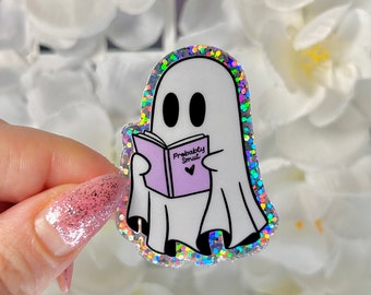 Probably Smut Ghost Glitter Sticker | Stickers for Book Lovers | Water Resistant | Handmade