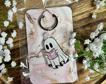 Ghost Reading Red White and Royal Blue Keychain | Keychain For Book Lovers