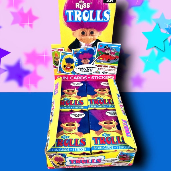 Trolls Russ. FUN collectible cards and stickers! 8 fun cards and 1 sticker per pack. Cards well printed and in a good condition.