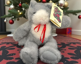 Vintage Collectible GANZ plush Mittens Kittens 1993 with tag. Christmas Gift. Red Bow. 8" tall. Cute little plush.