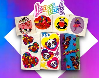 Vintage Lisa Frank stickers lot. Piano, Hollywood bears, panda, Dino, hippo, rainbow !!!