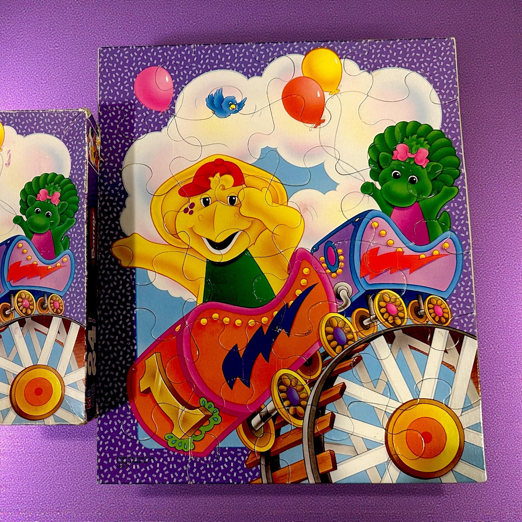 Vintage Complete Puzzle 24 Pieces Barney 1996 Roller Coaster Ride