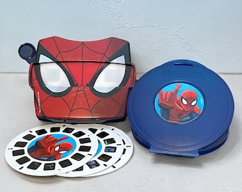 Raro VIEW MASTER DE SPIDERMAN con 3 diapositivas A-B-C /carretes y estuche - Mattel, juguete descatalogado, usado.