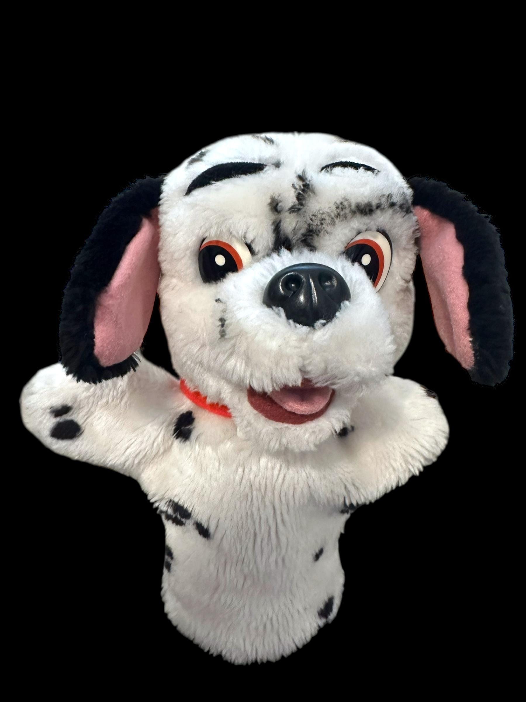 ぬいぐるみの犬ダルメシアンハンドパペット。90年代の「101匹わん