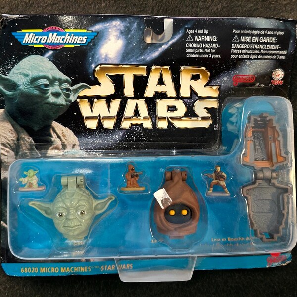 Vintage Sealed Micro Machines Star Wars 68020. The original scale miniatures! Collection III. Yoda, Jawa, Leia. 1996. Lewis Galoob Toys.