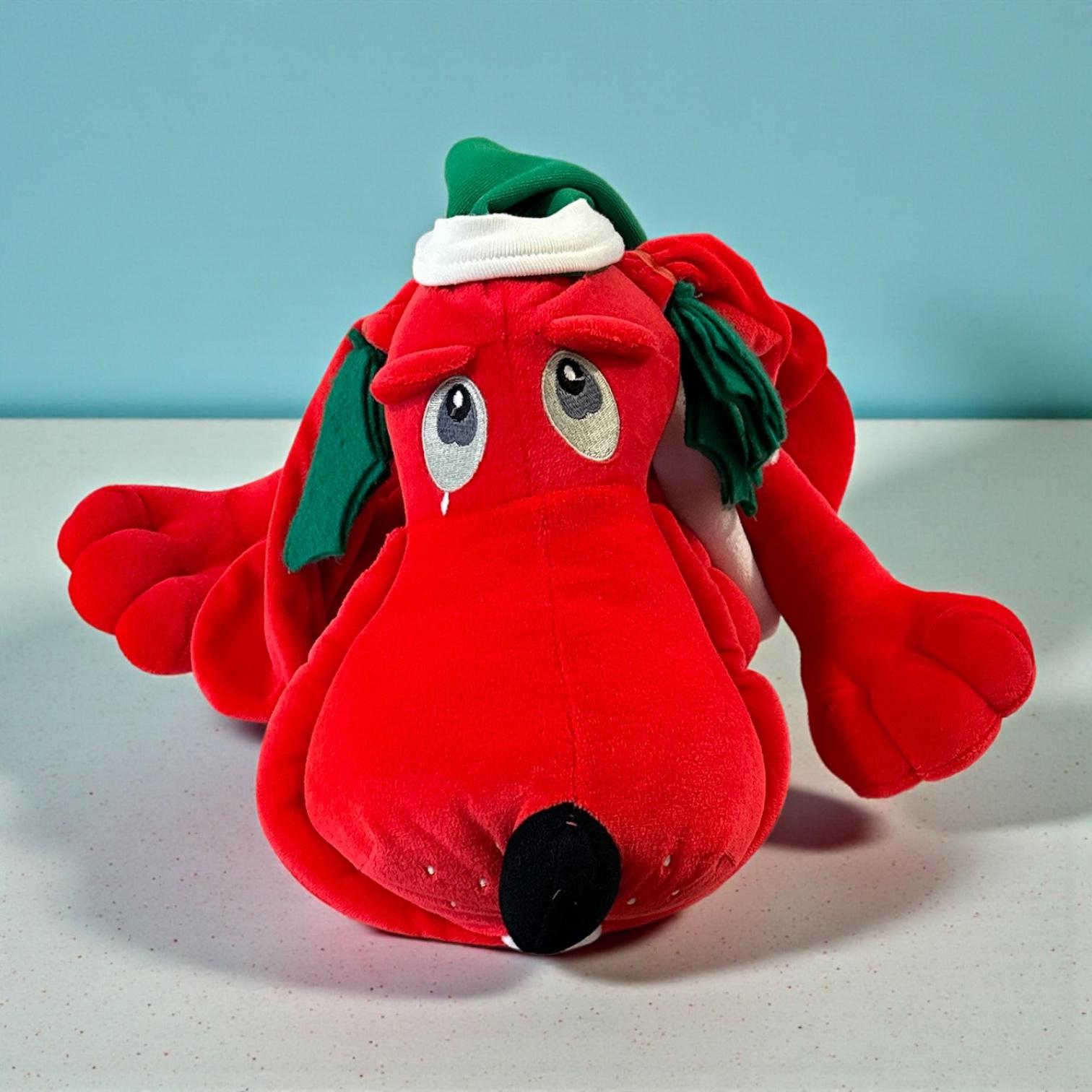 Big Commonwealth Toys Plush From 1986, POINTSETTER PUPPY, Red