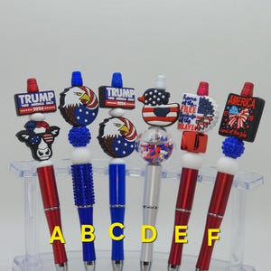 Patriotic, President Trump, USA, United States, or US Flag Beaded Pen & 1 free ink refill with each pen purchased