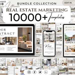 10000+ Real Estate Marketing Templates Bundle, Realtor Agent Social Media Canva Template, Real Estate Instagram Facebook Posts