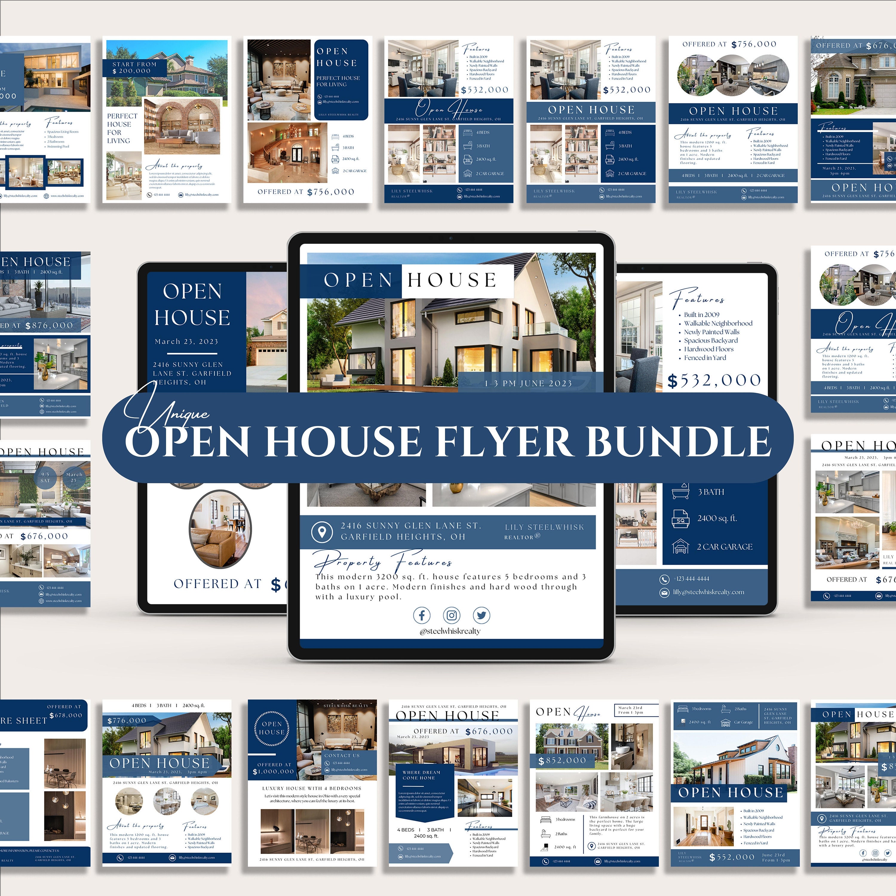 Navy Blue Real Estate Social Media Canva Template, 15000 Realtor ...