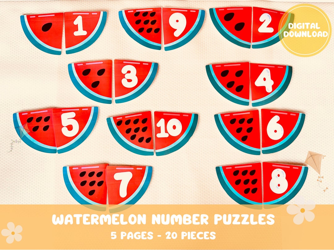 Watermelon Number Puzzles L Match the Watermelon Slices L Preschool