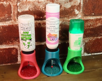 Craft Glue Holder - Stand - Sparkling Filament with Matching Holographic Epoxy Inlay