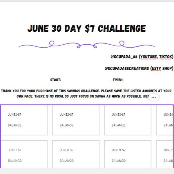 JUNE Savings Challenge, Father's Day Savings Challenge, Fun Savings Challenge