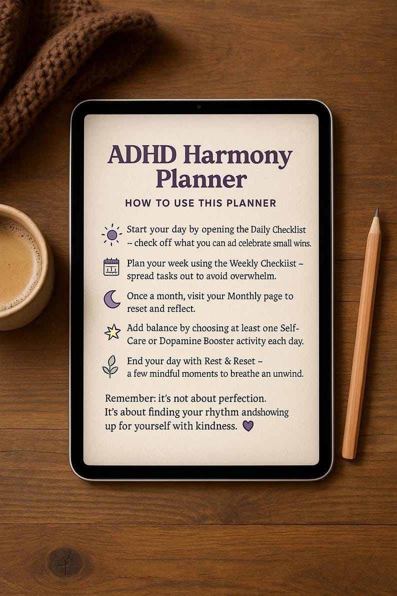 ADHD Cleaning Checklist Printable - Executive Function Cleaning Planner ...