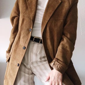 Brown Suede Leather Blazer Coat for Women Vintage Western Design Genuine Suede Leather Coat Formal Blazer Coat for Ladies Perfect Present