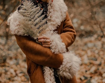 Women&#39;s Brown Shearling Penny Lane Coat – 70s Vintage Afghan Suede Leather Trench | Handmade Long Boho Overcoat | Cozy Winter Fashion Gift