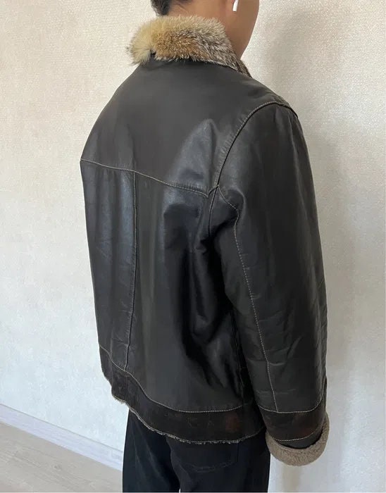 Men's Vintage 70s 80s Leather Jacket Western Overcoat