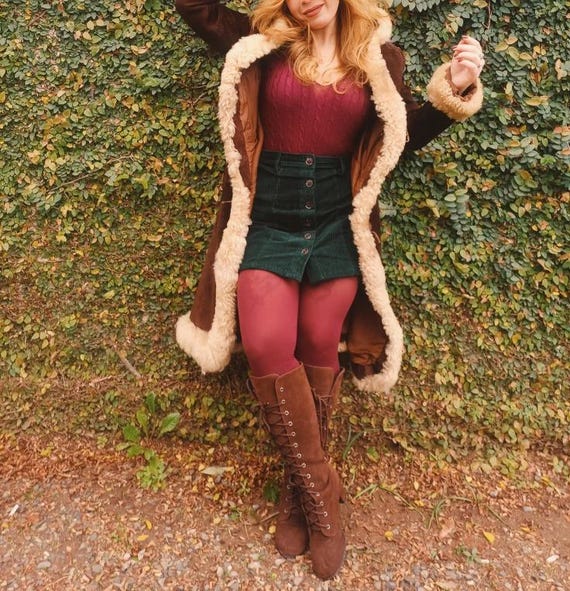 Handmade Suede Afghan Coat: 90s Boho Penny Lane Style