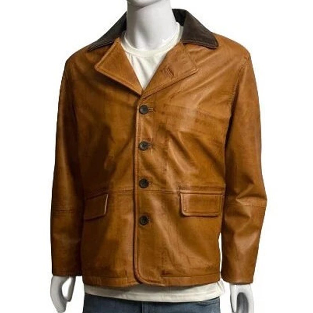 Handmade Leather Jacket, Men's Vintage Jacket, Distressed Brown Leather ...