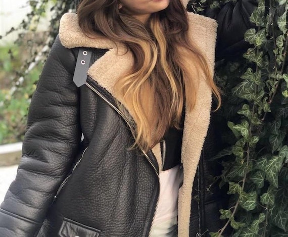 Aviator Jacket Lammfell Pilotenjacke Damen Lederjacke Damen
