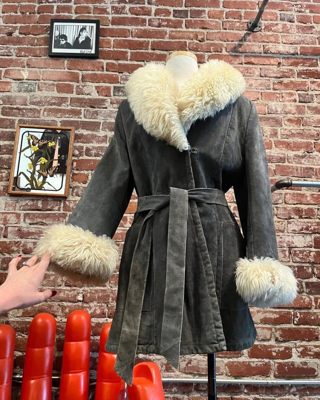 70s Vintage Penny Lane Shearling Coat: Afghan Suede Leather Fur