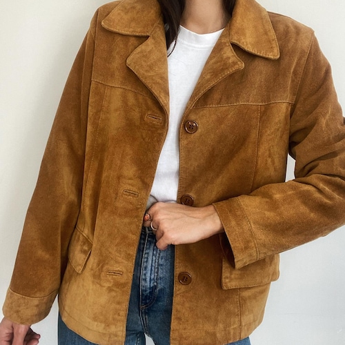 Vintage 90s Brown Suede Leather Blazer: Western Cowgirl Style - Etsy