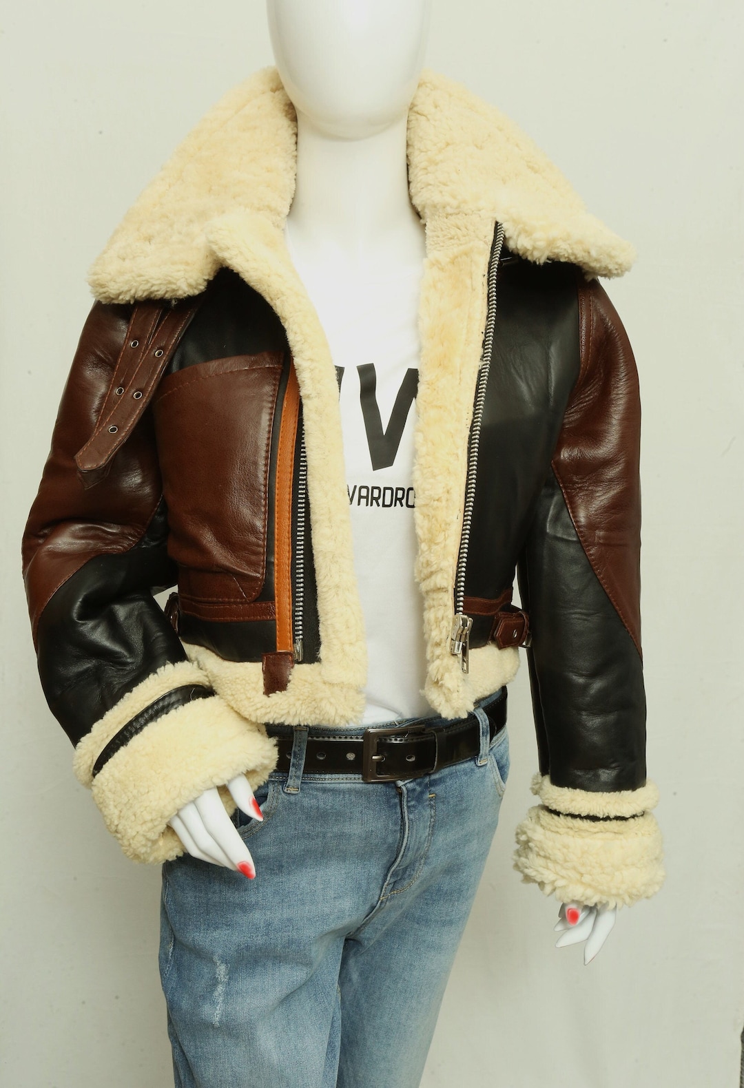Buy Handmade Shearling Leather Aviator Jacket: Women's B3 Bomber