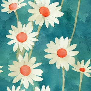 Daisies - Seamless Pattern - Watercolor style