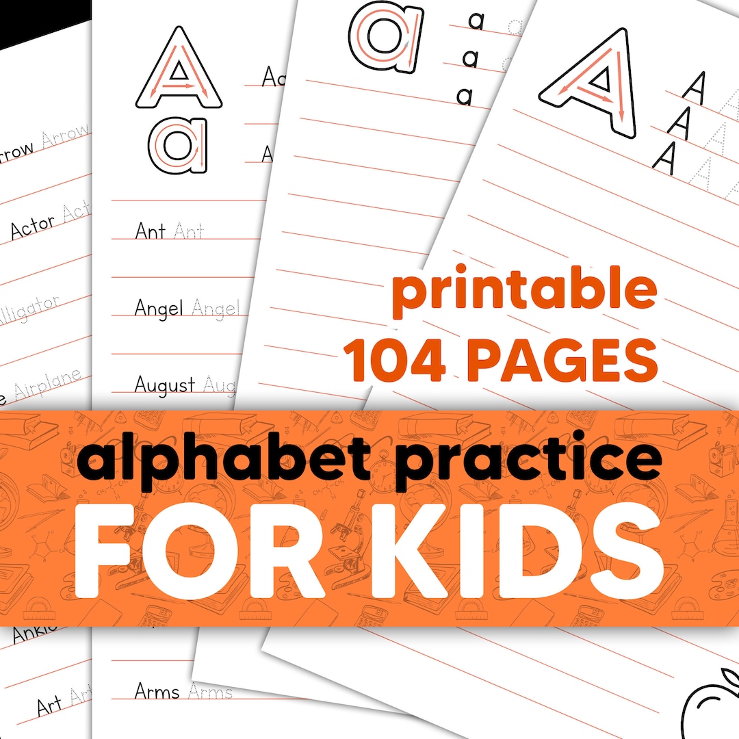 Alphabet Practice Printable Sheets Letter Practice ABC Etsy