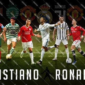 Cristiano all teams poster jpg, Ronaldo all teams digital product, CR7 wall decoration printable poster png image 6