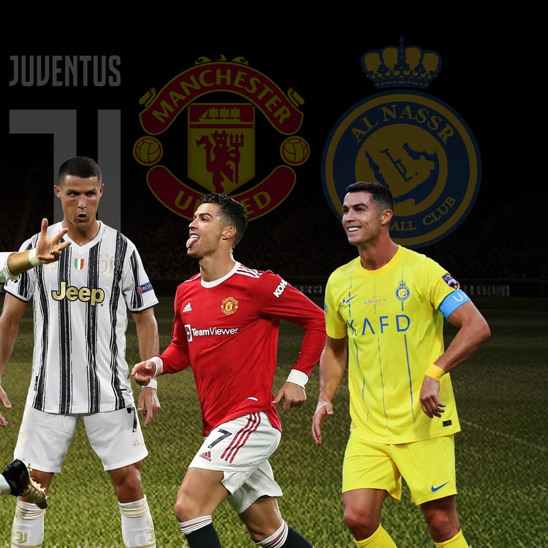 Cristiano all teams poster jpg, Ronaldo all teams digital product, CR7 wall decoration printable poster png image 3