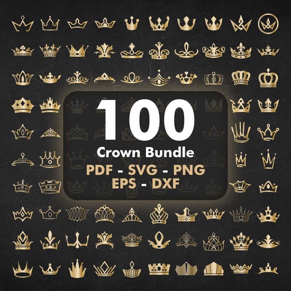 Crown Bundle, Crown SVG, Crown Cut files, Crown vector, Royal Crown, King Crown, Crown Silhouette