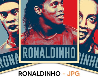 Ronaldinho hope poster jpg, Ronaldinho digital product tshirt, ronaldinho wall decoration printable poster, brasil player, barcelona poster