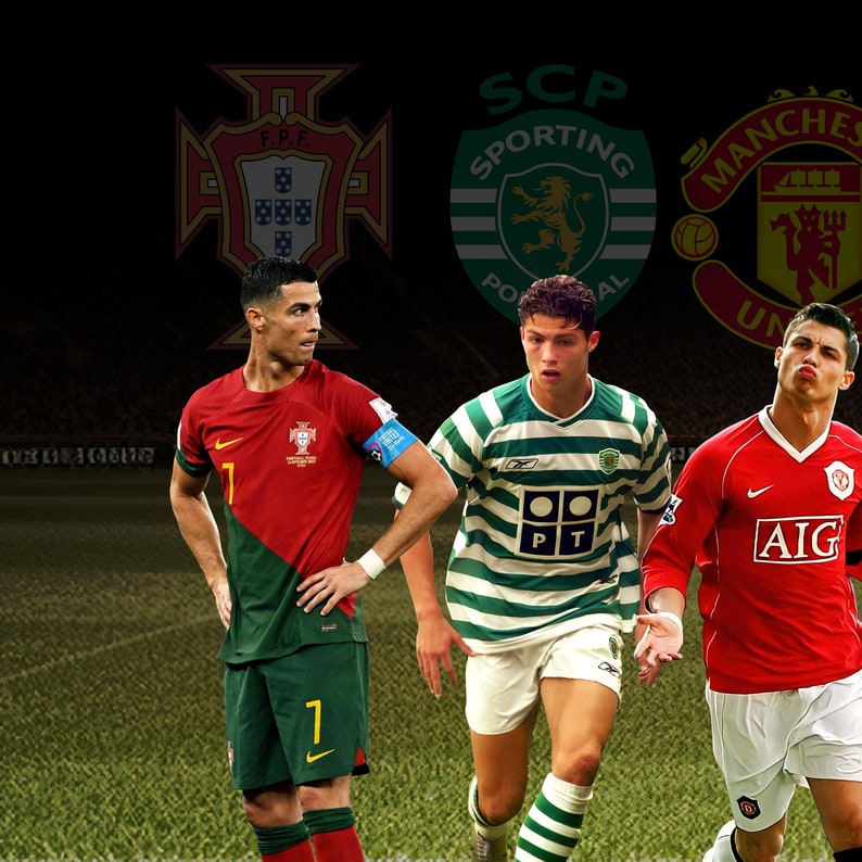 Cristiano all teams poster jpg, Ronaldo all teams digital product, CR7 wall decoration printable poster png image 4