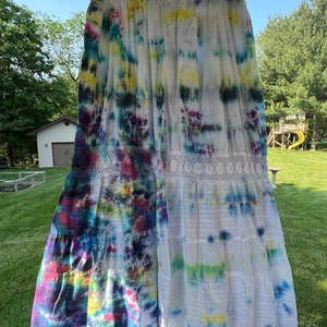 Tie Dye Skirt, Size Medium, Upcycled Fashion, Hand Dyed, Cotton Skirt, Wearable Art