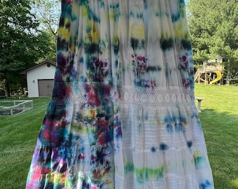Tie Dye Skirt, Size Medium, Upcycled Fashion, Hand Dyed, Cotton Skirt, Wearable Art
