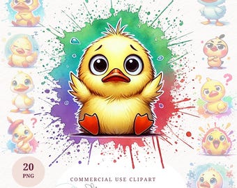 Lustige Ente Clipart Bundle Aquarell Baby Ente PNG Cartoon Vogel Grafiken niedlichen Tier Illustration digitaler Download Shirt Drucke Designbecher