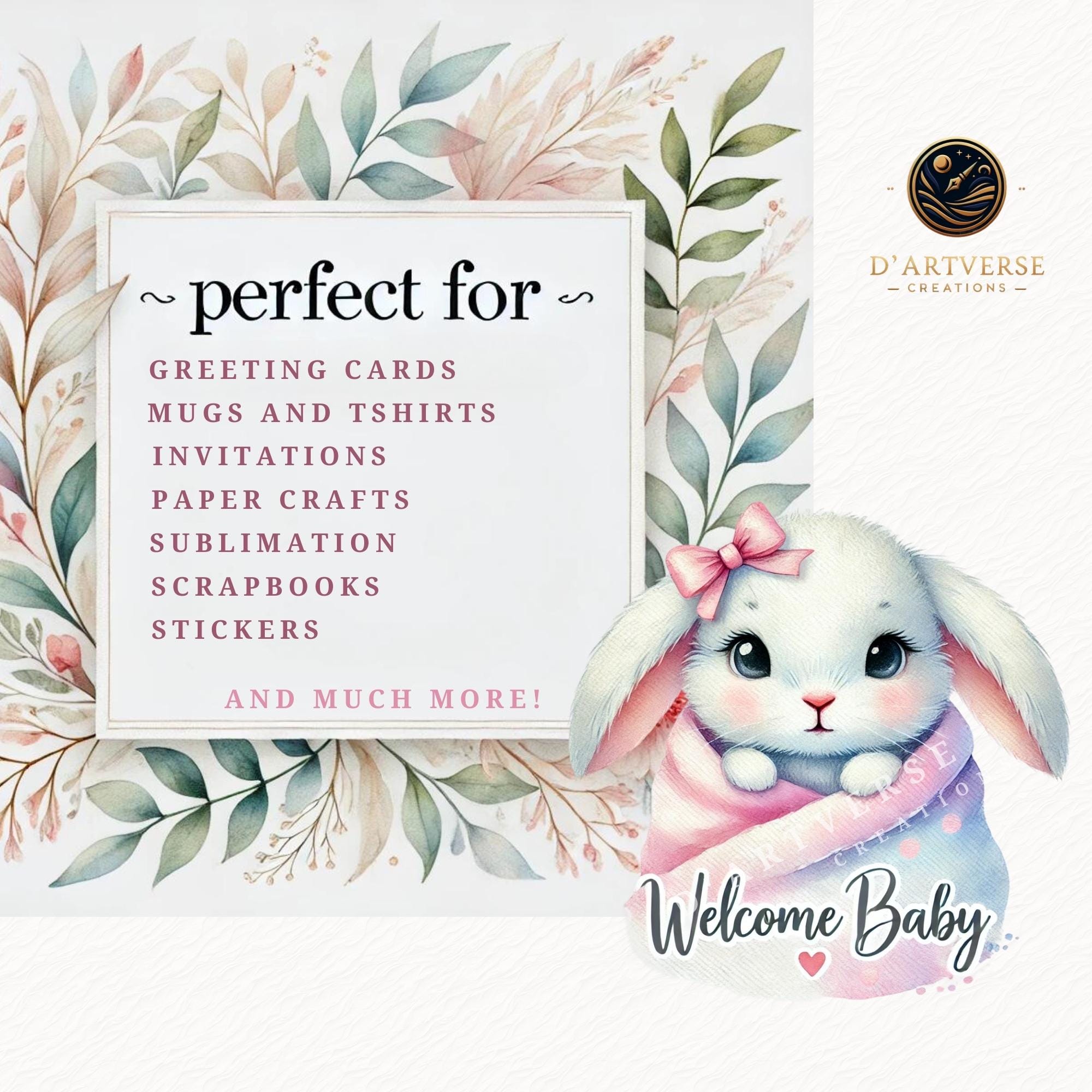 Watercolor Baby Bunny Clipart Cute Rabbit PNG Nursery Animal Digital ...