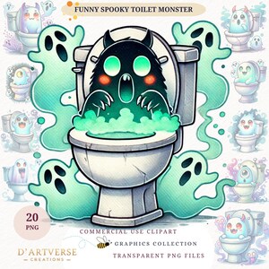 Grappige badkamer spook clipart toilet kunst digitale heks ambachtelijke ontwerp schattig monster afdrukbare spook digitale download commercieel gebruik mok afbeelding