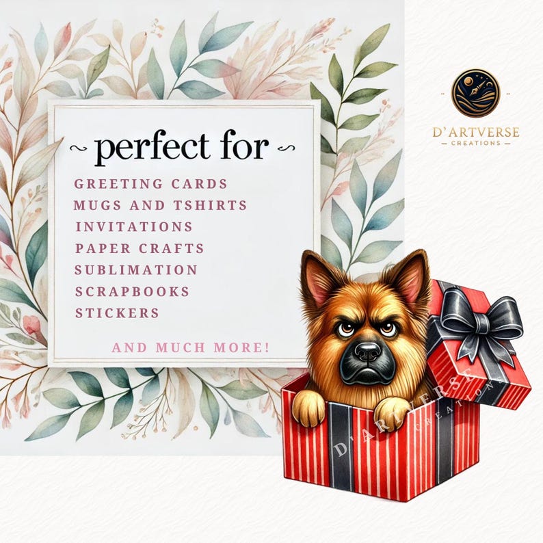 Grumpy Dog Christmas Clipart Bundle Watercolor Holiday Puppy PNG ...