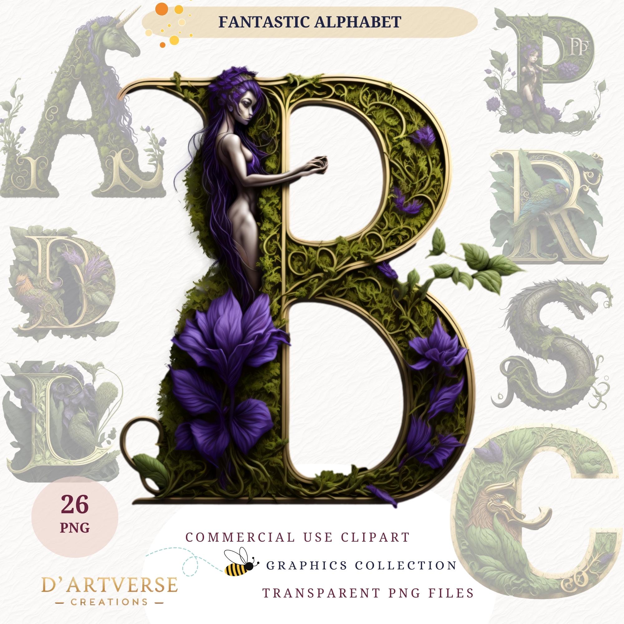 Magical Alphabet Clipart Fantasy Creatures Letters Digital Download ...
